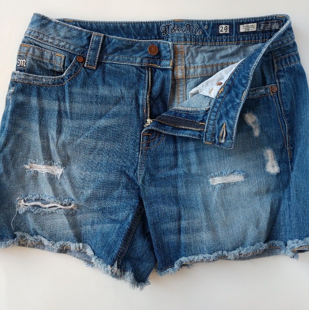 Miss Me Blue Denim Boyfriend Cut-Off Shorts